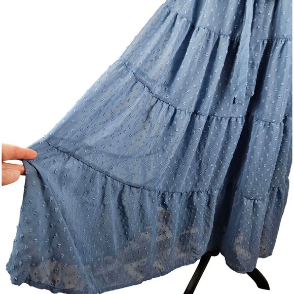 Grace Karin Girls Sleeveless Blue A-Line Flowy Swiss Dot Lined Halter Dress 12Y - Picture 7 of 11